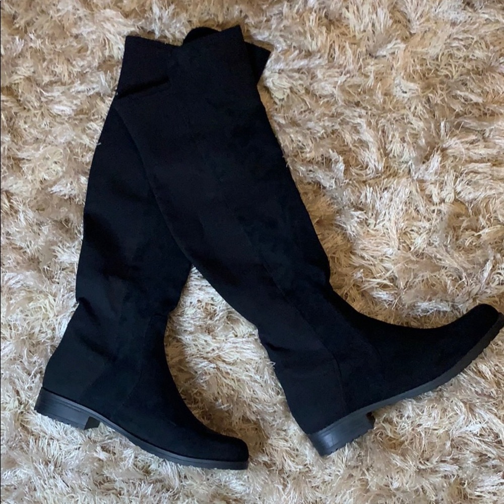 Black over the knee suede boot
